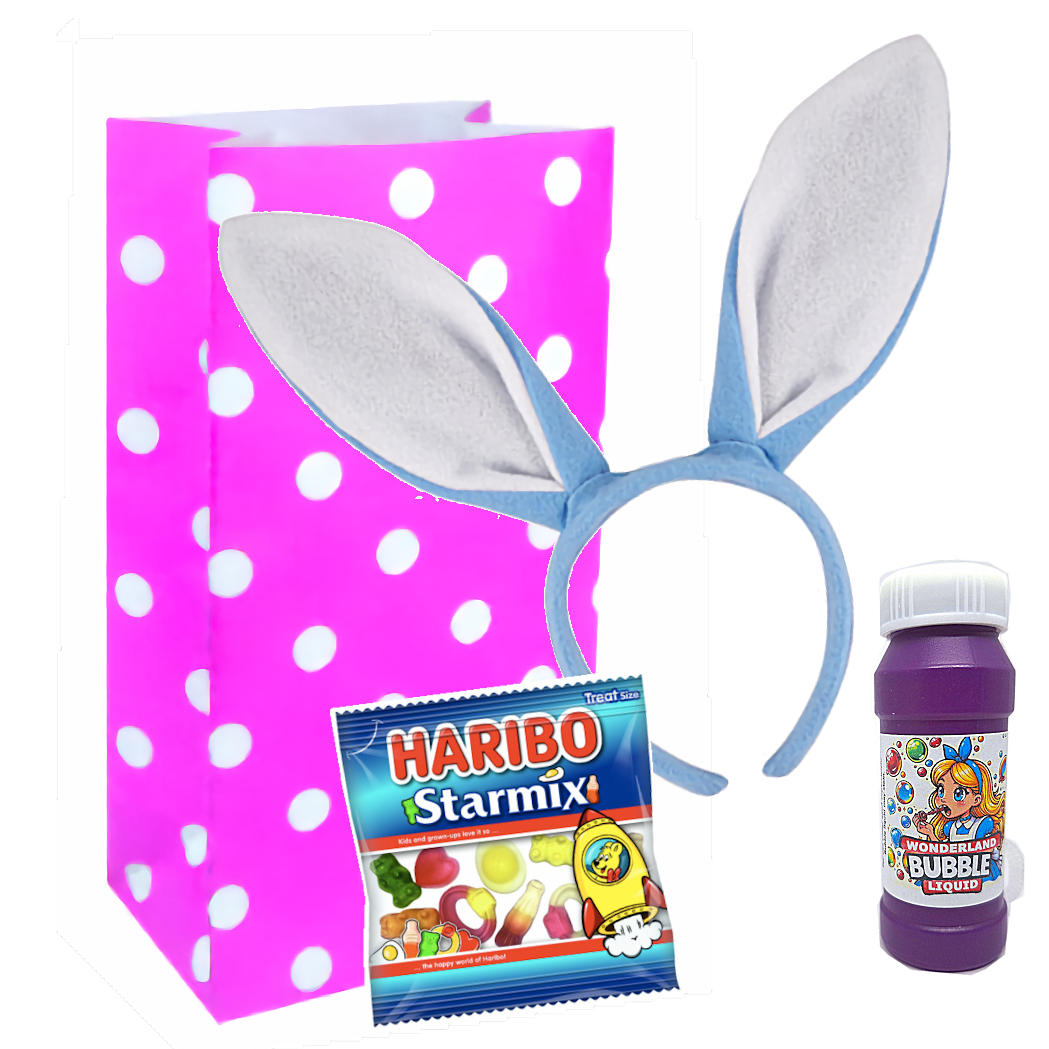 Wonderland Party Bag with Rabbit Ears and Bubbles